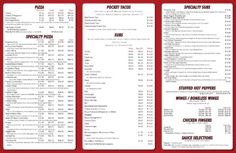 Menus | Two Guys Pizza | Lancaster, NY